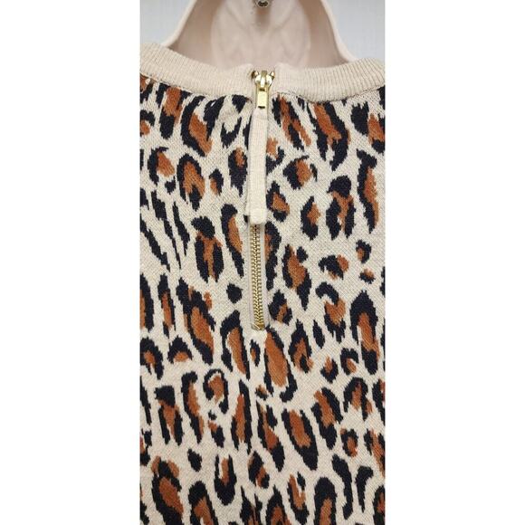 H&M Leopard Animal Print Round Neck Long Sleeve Brown Knit Sweater Size Small - Picture 5 of 8